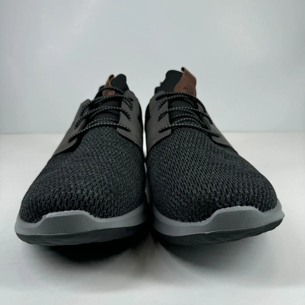 Skechers Delson Camben Men's US 11 Wide Black/Gray Knit Slip-On Sneaker 65474W